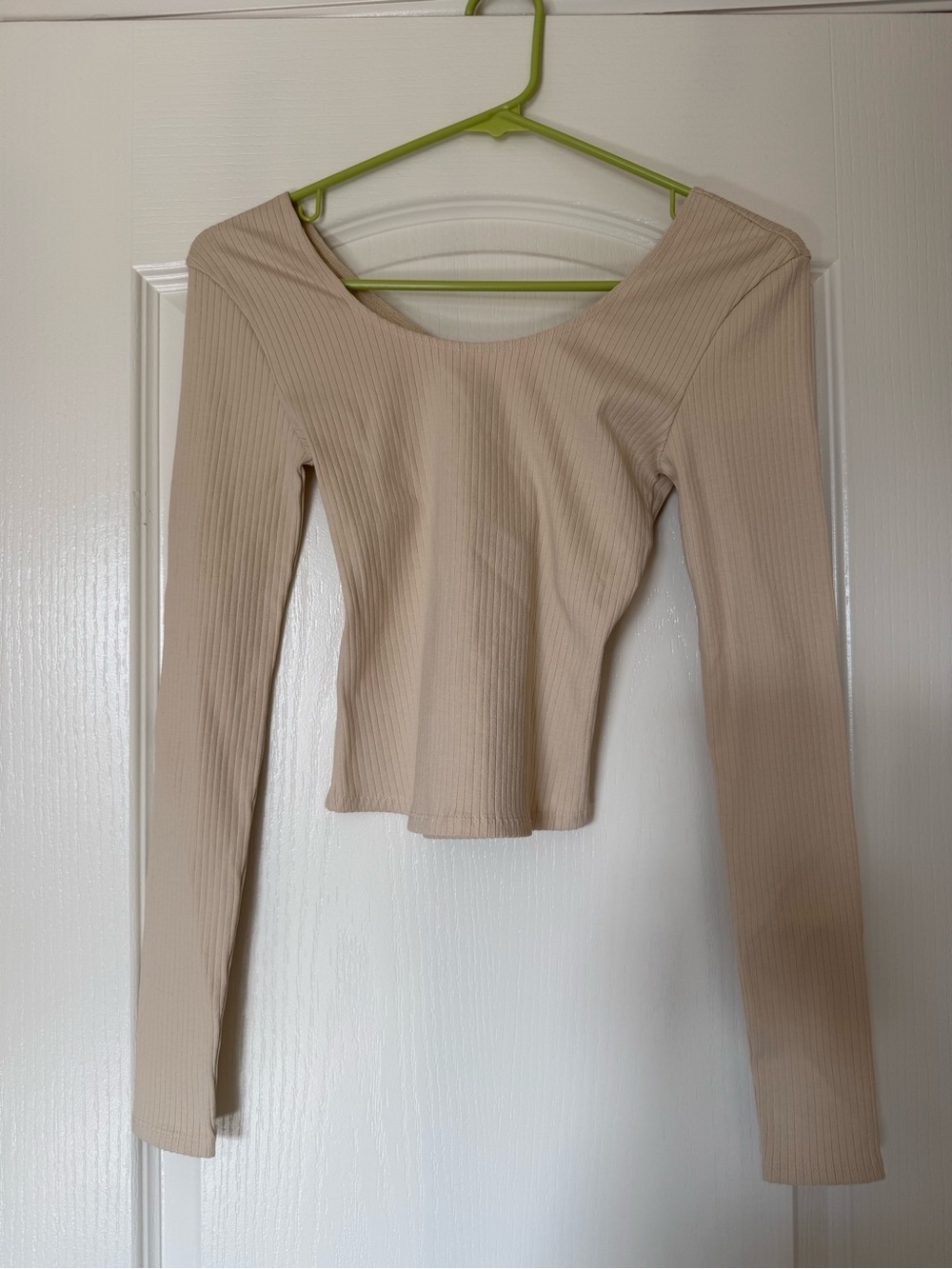 🤍NWT Pact Refined Rib Long Sleeve Twist Back Top - Cream Size XS